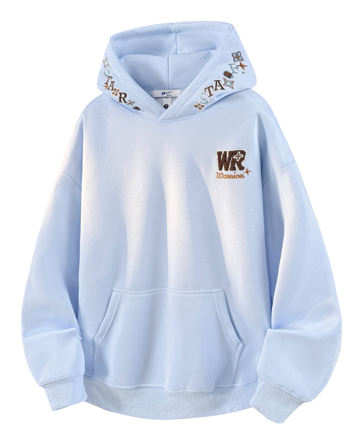 Warrior Warrior American Basic Retro Fun Embroidered Letter Logo Loose Casual Trend Versatile Windproof College Style Sports Couple Hooded Long Sleeve Thick Velvet Hoodie for Men and Women  vjsneaker.com