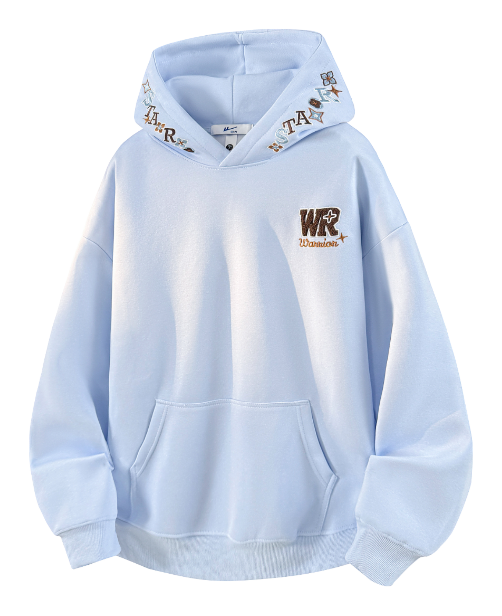 Warrior Warrior American Basic Retro Fun Embroidered Letter Logo Loose Casual Trend Versatile Windproof College Style Sports Couple Hooded Long Sleeve Thick Velvet Hoodie for Men and Women  vjsneaker.com