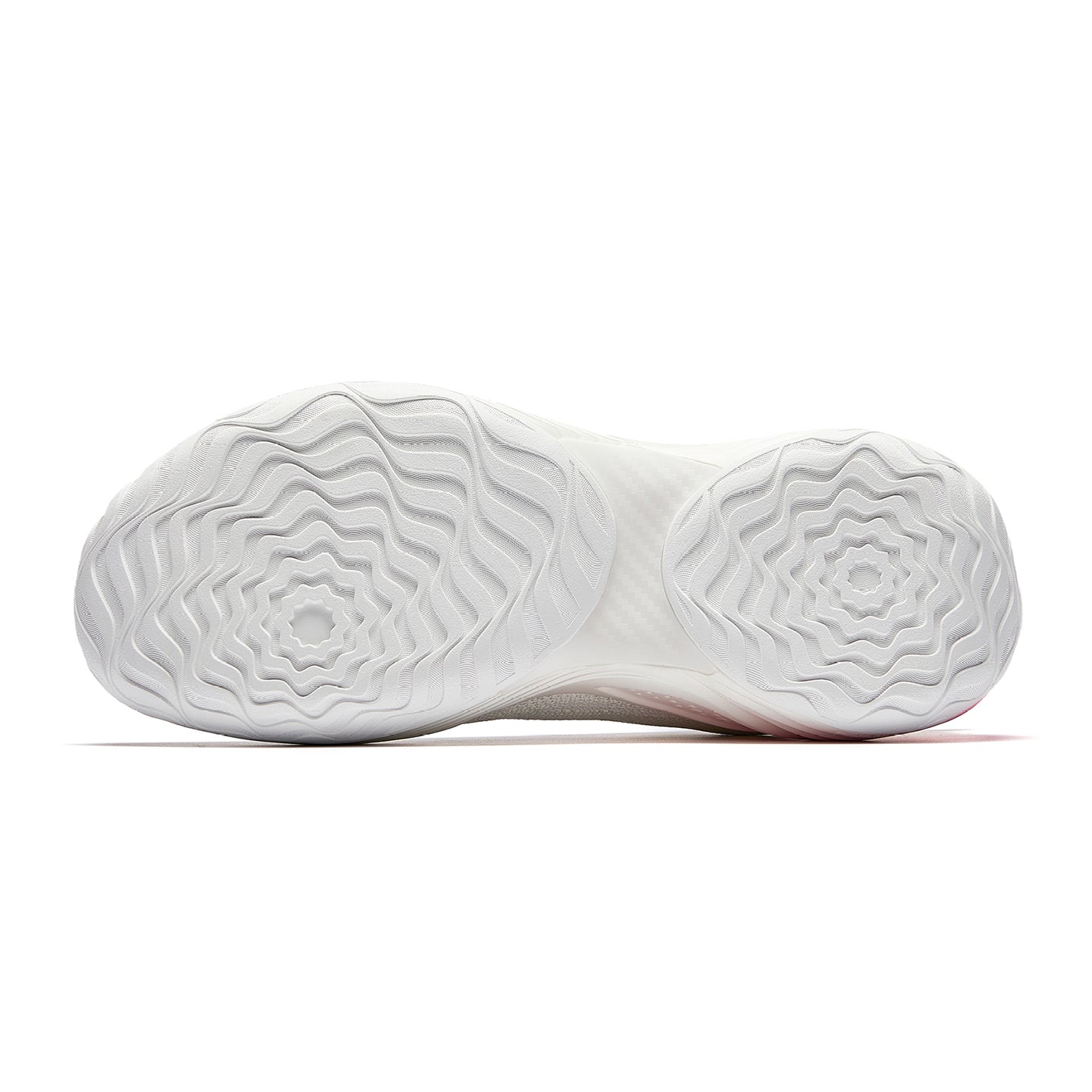 Basketball shoe outsole with white traction tread and circular grip pattern