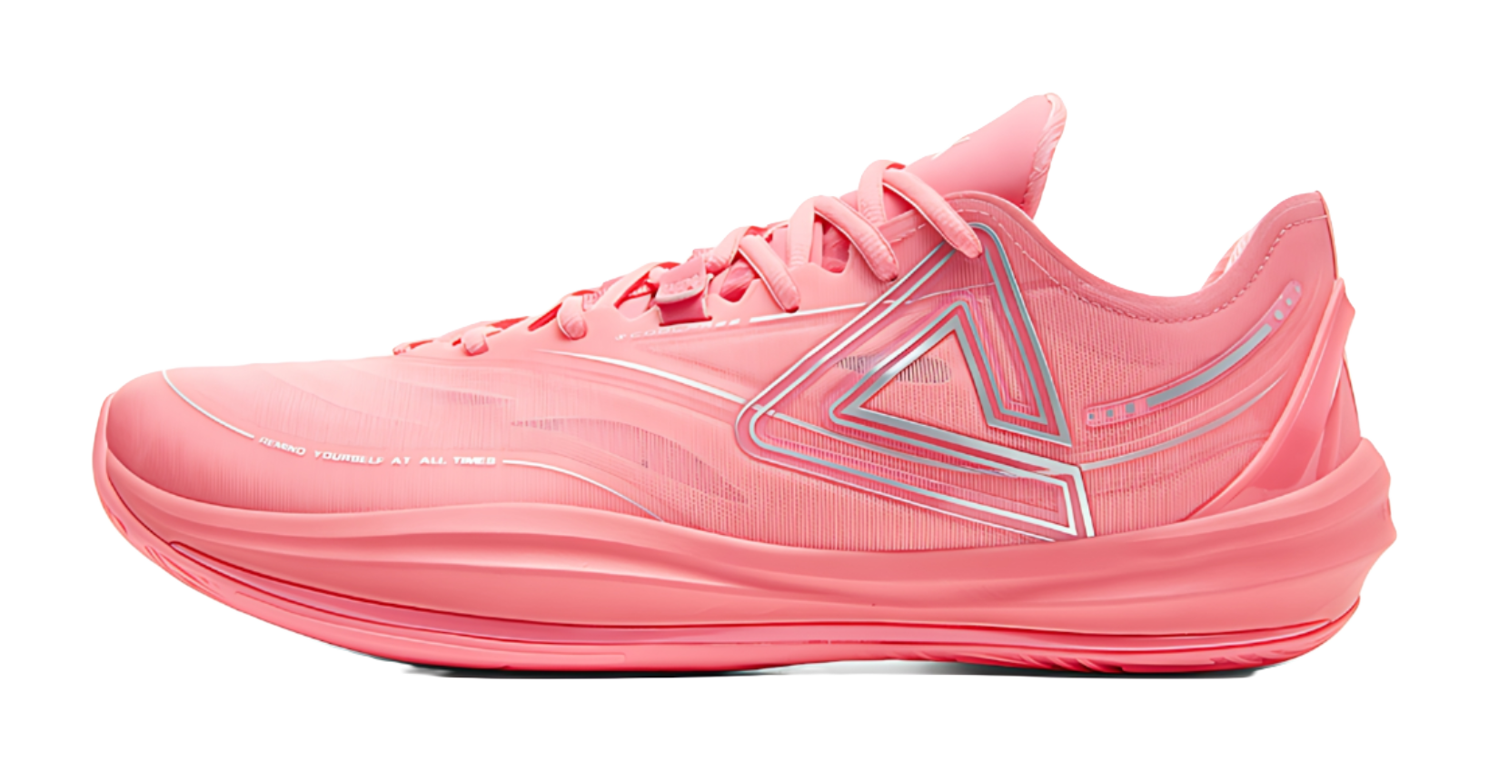 Lightweight basketball shoe in red with lace-up mesh upper