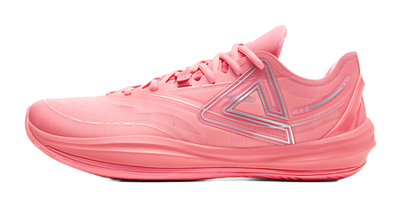 Lightweight basketball shoe in red with lace-up mesh upper