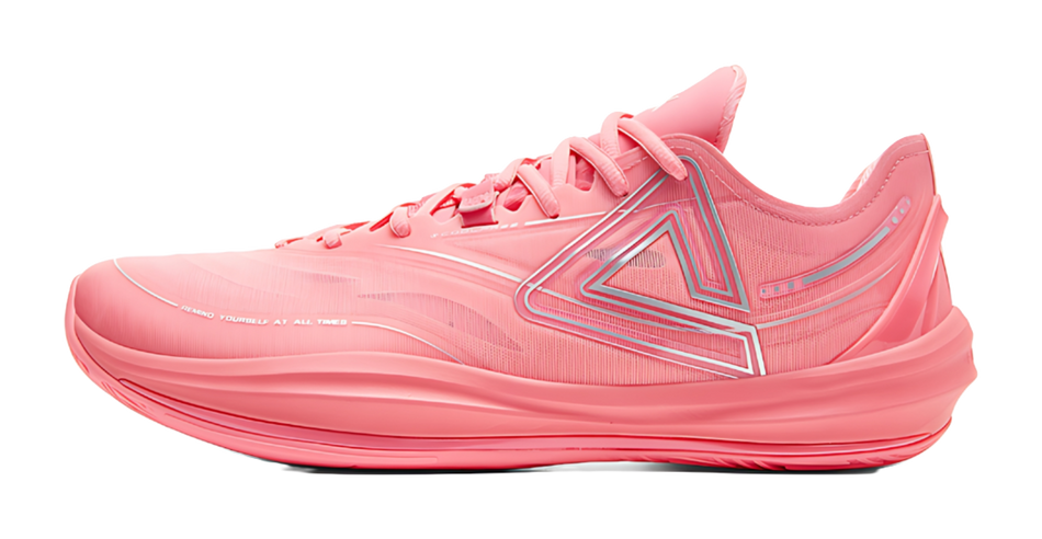 Lightweight basketball shoe in red with lace-up mesh upper