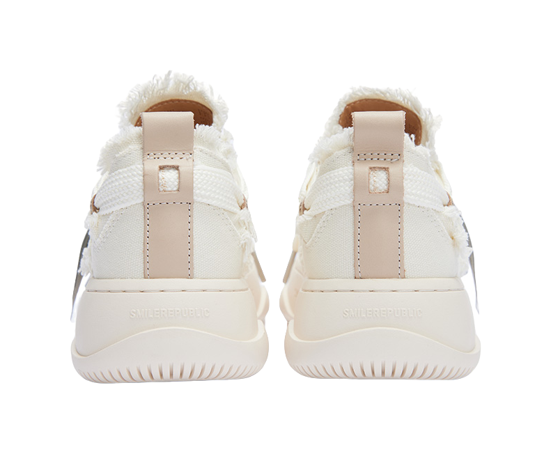 SMILEREPUBLIC Laugh Series Abrasion Resistant Lightweight Height Increasing Low top Canvas Shoes Unisex Native White 