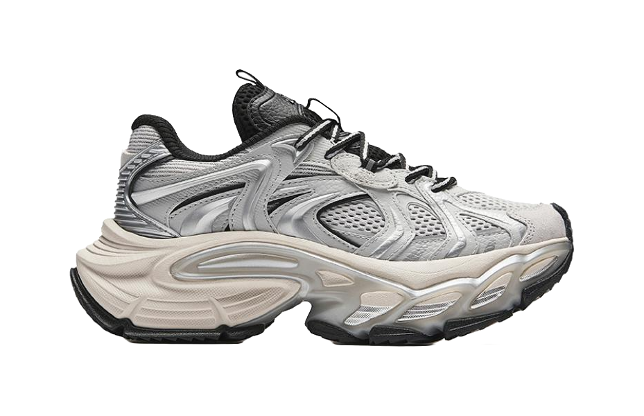 Anta Height Increasing Wear-Resistant Slip-Resistant Low-Top Chunky Sneakers Men's Silver 