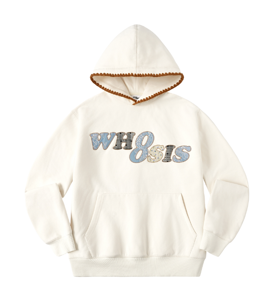 WHOOSIS floral denim patchwork embroidery casual loose and versatile campus autumn and winter comfortable hoodie with fleece hoodie for both men and women  vjsneaker.com