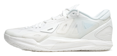Unisex low-top basketball shoes in pure white, lace-up mesh upper
