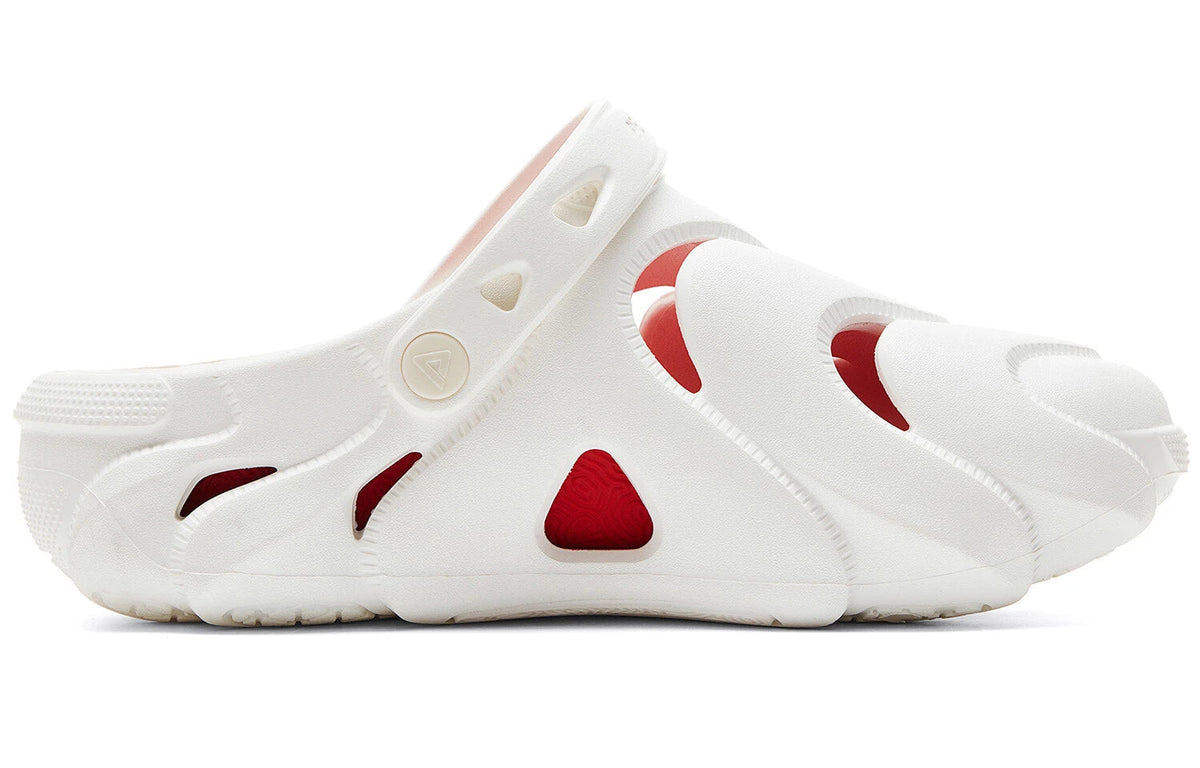 PEAK Men's Taichi Kunpeng Clog Sandals - Breathable EVA Slides with Memory Foam (Ivory/Red)  vjsneaker.com