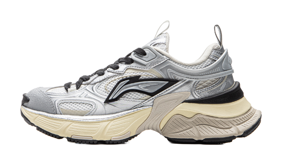 LiNing Star Shock Absorbers Slip Resistant Abrasion Resistant Breathable Low top Chunky Sneakers Women's Silver White 