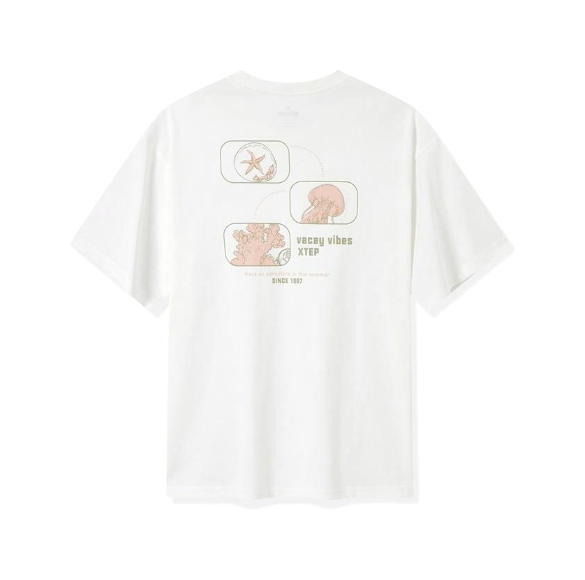 Xtep pure cotton round neck pullover, loose, casual, comfortable, soft, versatile knit T-shirt, unisex  vjsneaker.com