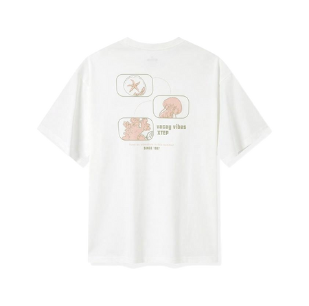 Xtep pure cotton round neck pullover, loose, casual, comfortable, soft, versatile knit T-shirt, unisex  vjsneaker.com