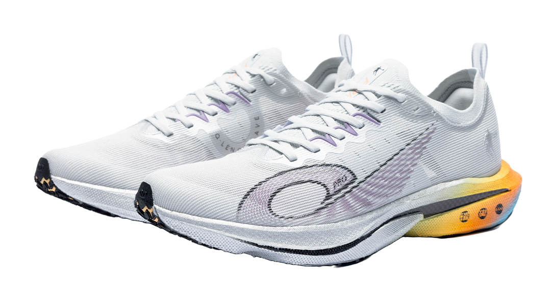 QIAODAN Feiteng PRO Cushioned Slip Resistant Abrasion Resistant Low Top Long Distance Running Shoes Men's Gray Silver 