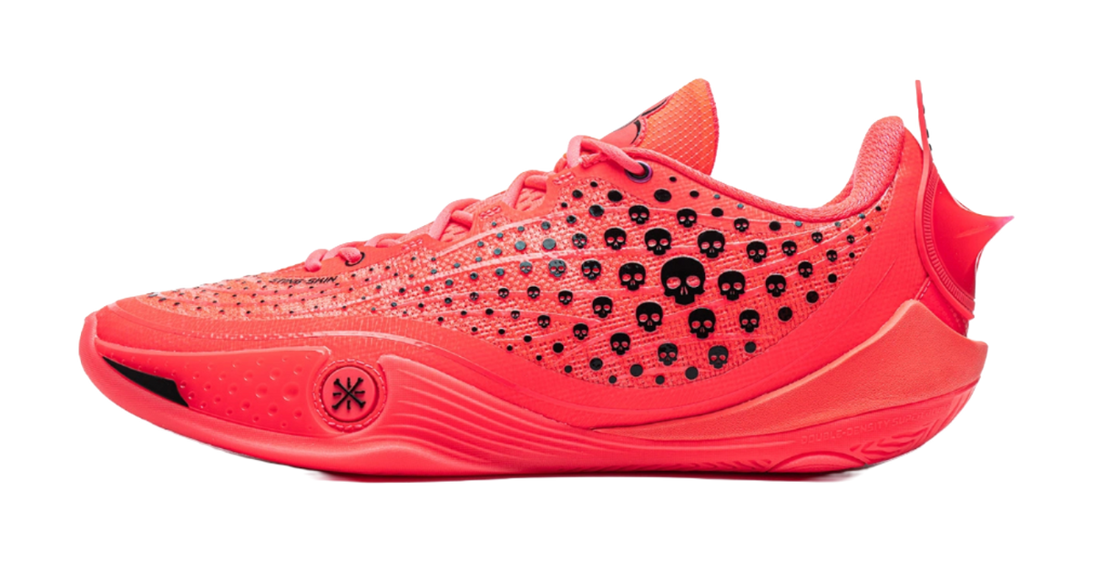 Li-Ning Wade 808 low-top basketball shoes, fluorescent red lace-up knit upper