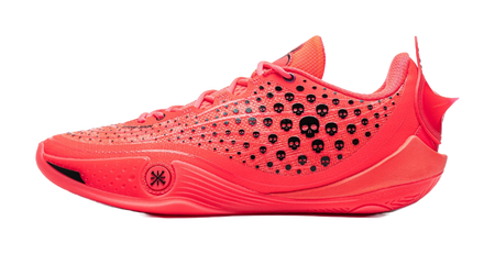 Li-Ning Wade 808 low-top basketball shoes, fluorescent red lace-up knit upper