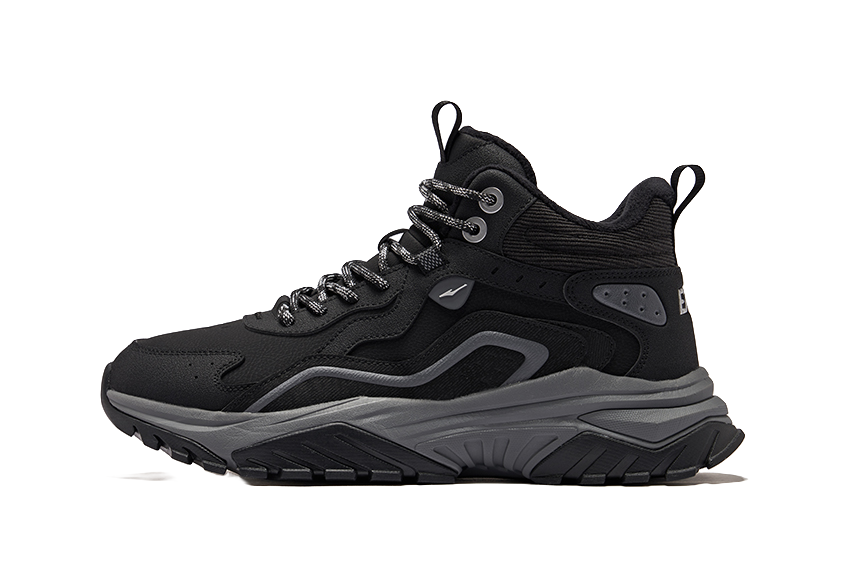 Hongxing Erke Chiye 3 windproof, light snow resistant, dirt resistant hiking outdoor snow boots, comfortable and versatile for commuting, long plush with cotton and two cotton for winter warmth, high top life and leisure shoes for men, black carbon g