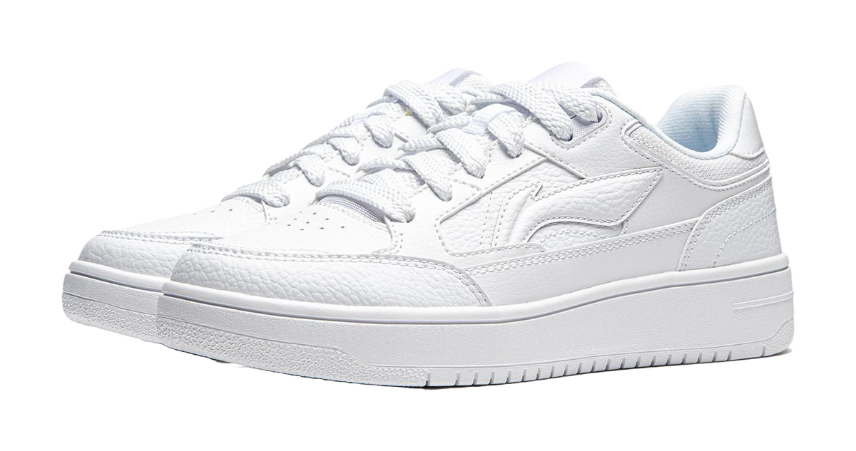 Li Ning Tianji Slip Resistant, Abrasion Resistant, Height Increasing Low top Skateboard Shoes Womens Standard White  VJSNEAKER