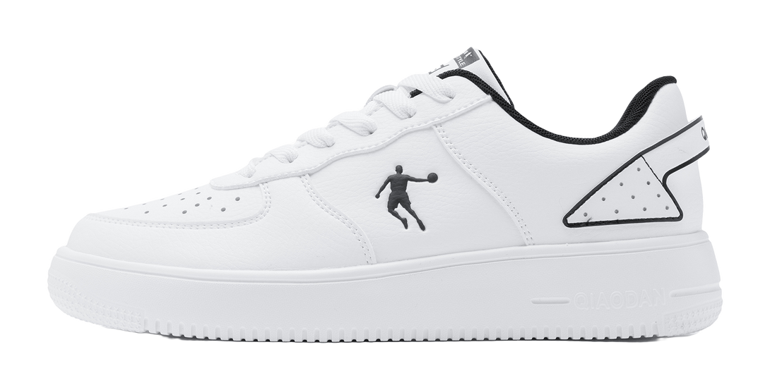 QIAODAN Air Force One Skateboard Shoes Men's Low top White Black 