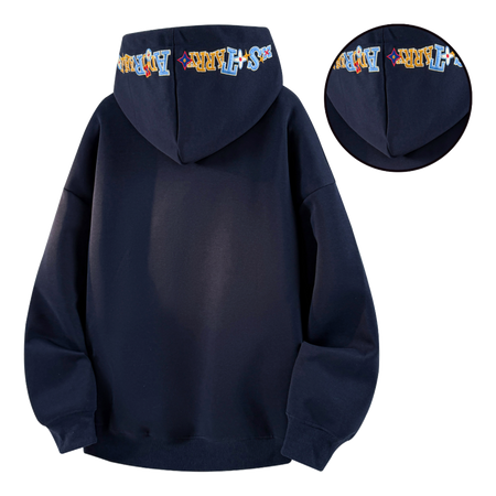 Warrior Warrior American Basic Retro Fun Embroidered Letter Logo Loose Casual Trend Versatile Windproof College Style Sports Couple Hooded Long Sleeve Thick Velvet Hoodie for Men and Women  vjsneaker.com