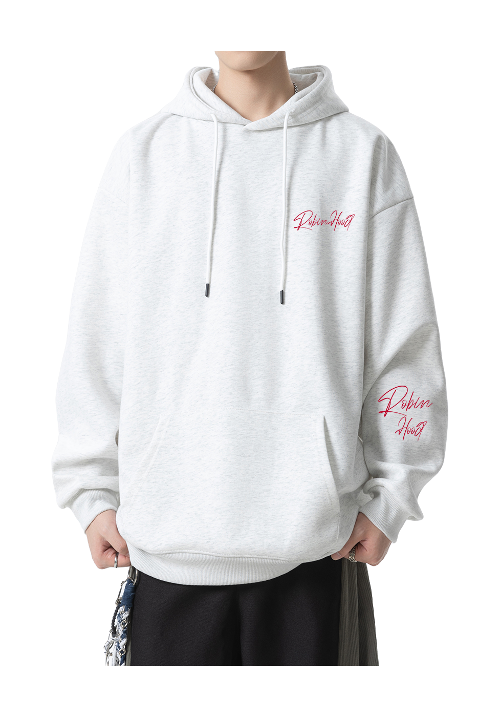 Robin Hood American Hoodie with Velvet Thick Letter Signature Personalized Style Design Feel Loose and Casual Versatile Student Party Lazy Style Hoodie for Women  vjsneaker.com