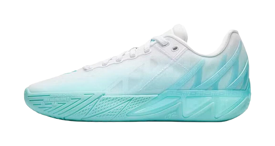 ANTA KT11 low-top basketball shoes in light blue and white, lace-up
