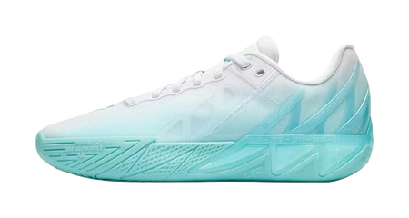 ANTA KT11 low-top basketball shoes in light blue and white, lace-up