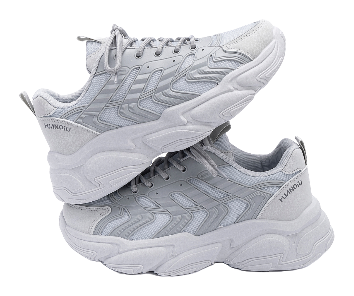 HUANQIU Slip Resistant Coverage, Lightweight, Height Increasing Low top Chunky Sneakers Mens Black  vjsneaker.com