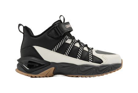 Jordan synthetic leather fabric for peak hiking with added fleece, anti slip, wear-resistant, waterproof, and warm middle cut children's outdoor shoes in black/ivory white for both men and women  VJSNEAKER