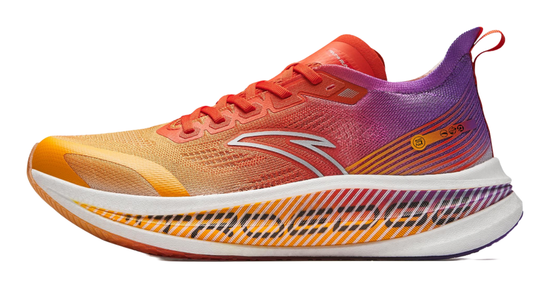 ANTA Running Shoes Men's Low top Electric Glow Golden Orange/Flame Orange Red/Half Summer Purple 