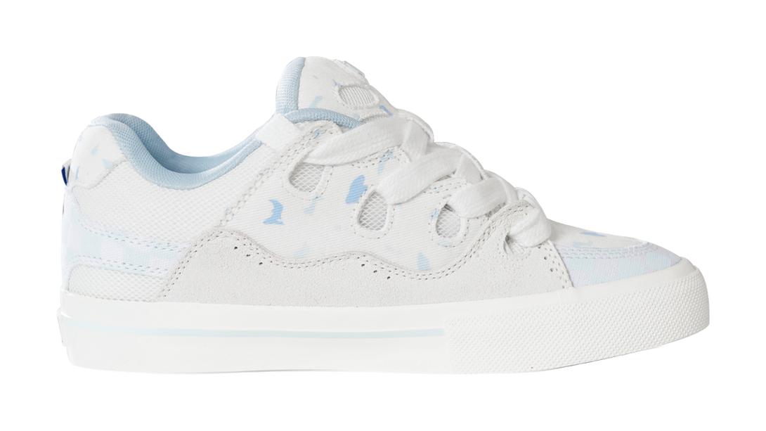 Ollieskate Slip Resistant, Abrasion Resistant, And Balanced Low Top Skateboard Shoes Unisex White Blue 