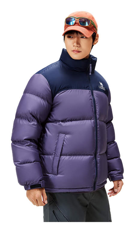 CAMEL Outdoor Color Block Soft Windproof Cold Resistant Down Jacket Unisex  vjsneaker.com
