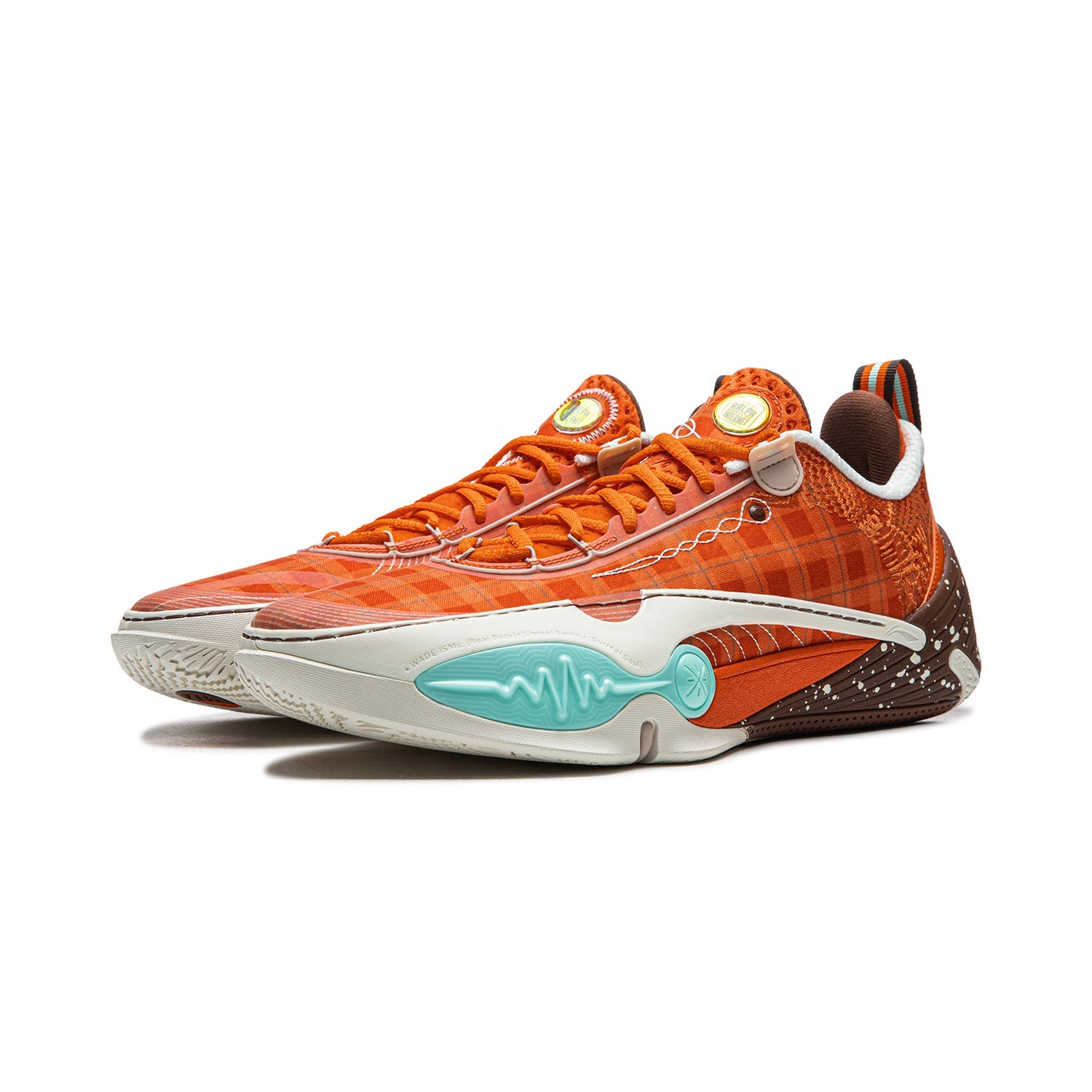 Li-Ning Wade All City 14 basketball shoes, orange lace-up with white midsole and teal wave