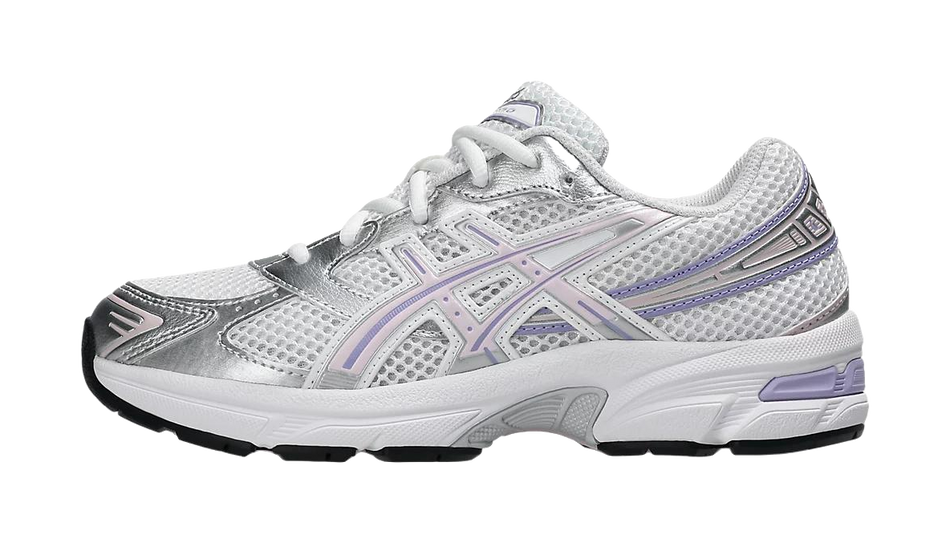ASICS Gel 1130 Synthetic Leather Cushioning Support Low top Kids Running Shoes White Silver Teenagers  vjsneaker.com
