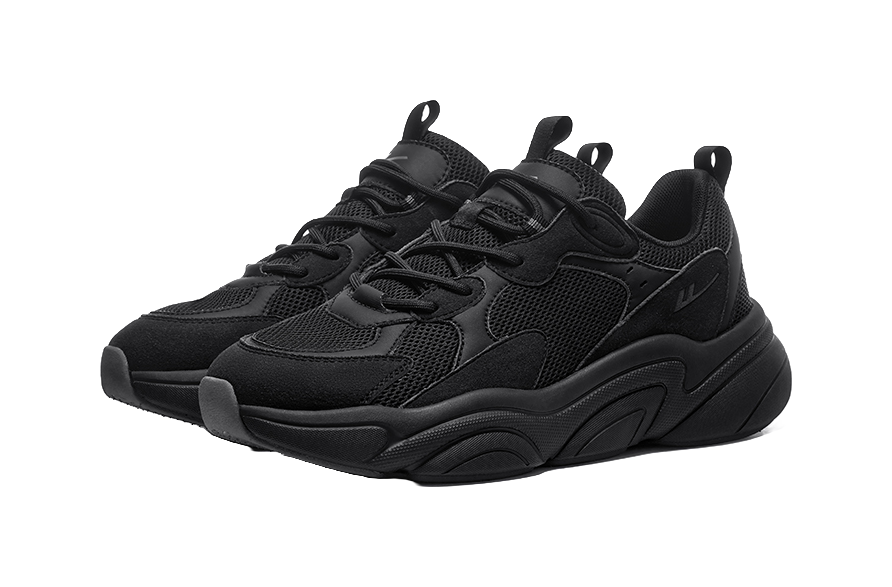 Warrior Slip Resistant, Abrasion Resistant, Breathable Low Top Chunky Sneakers Unisex All Black 