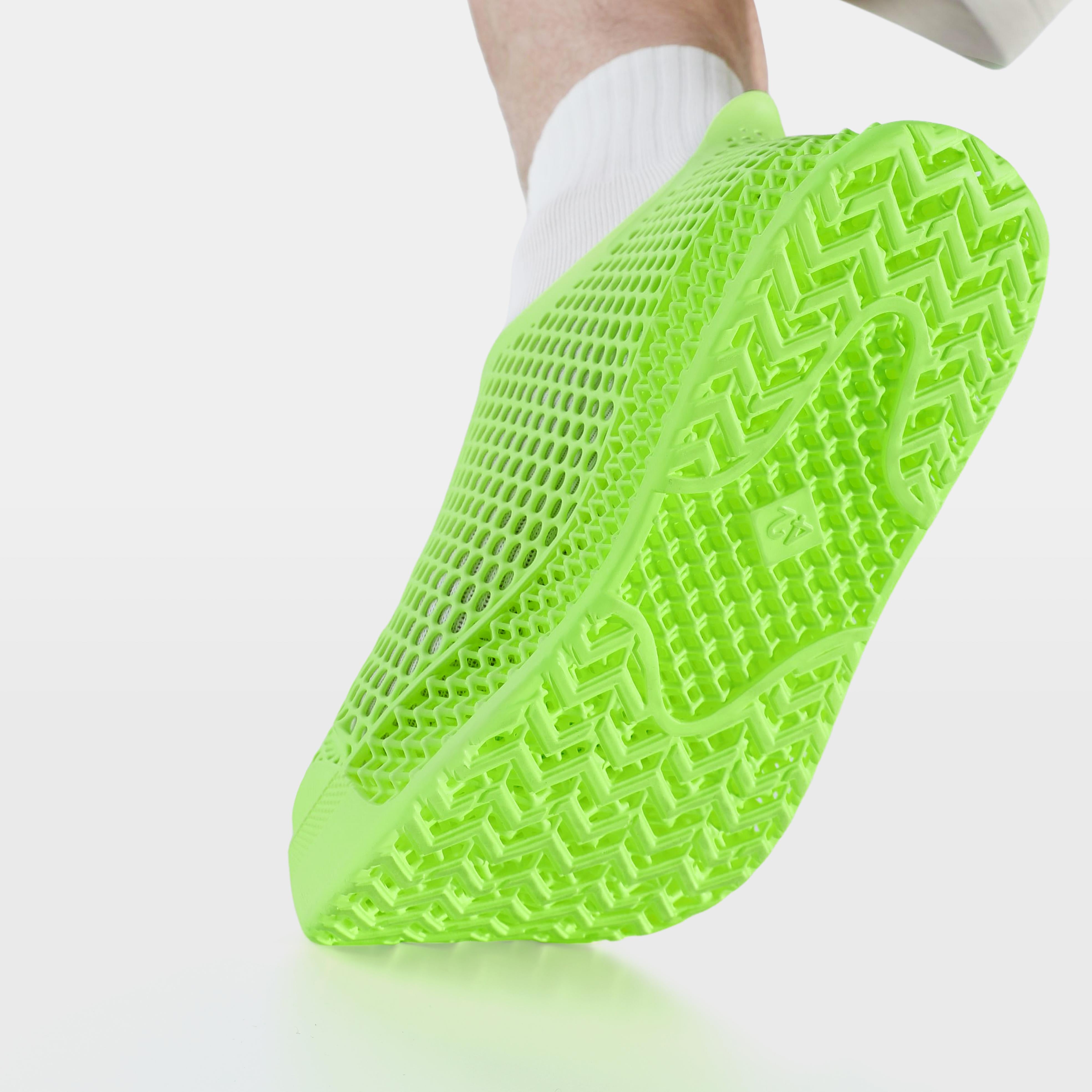 3D printed casual sneakers outsole in lime green with textured traction tread