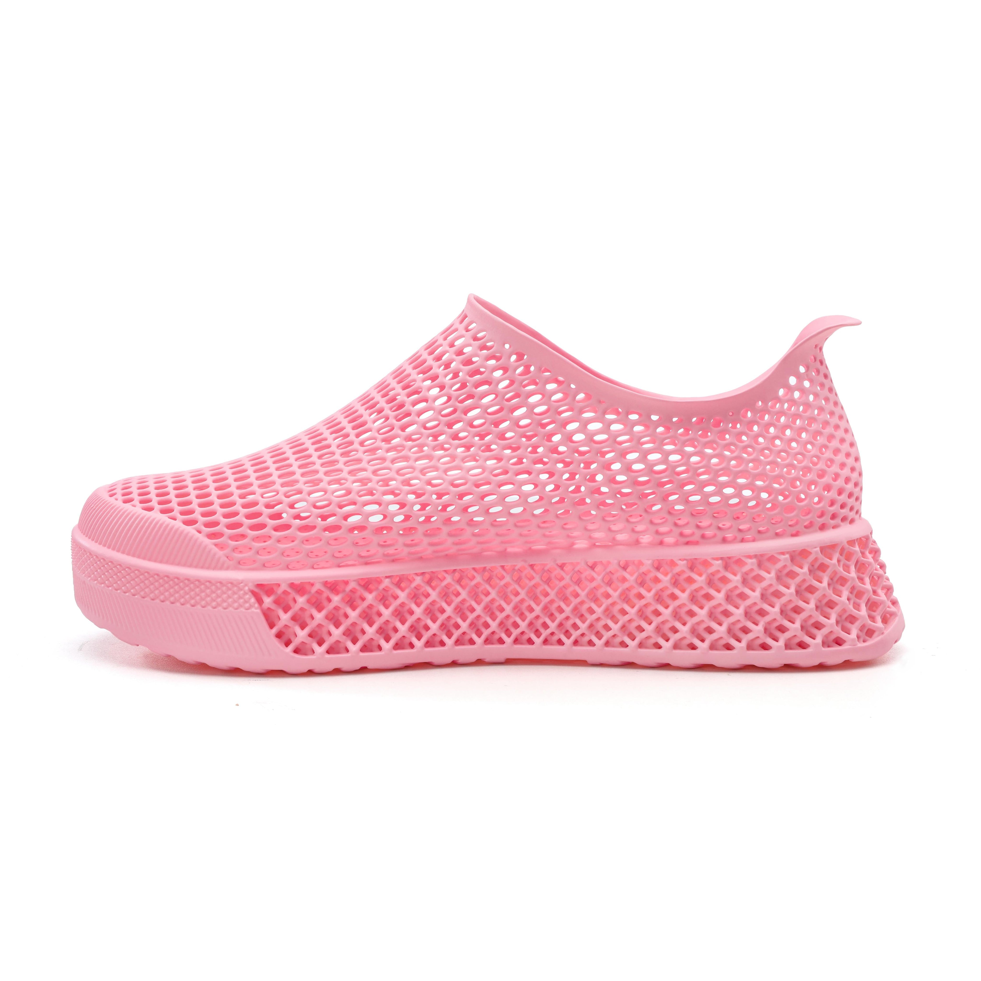3D-printed casual sneaker in pink with perforated mesh upper and chunky sole