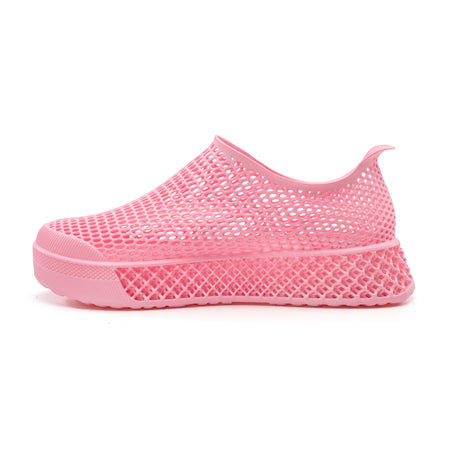 3D-printed casual sneaker in pink with perforated mesh upper and chunky sole