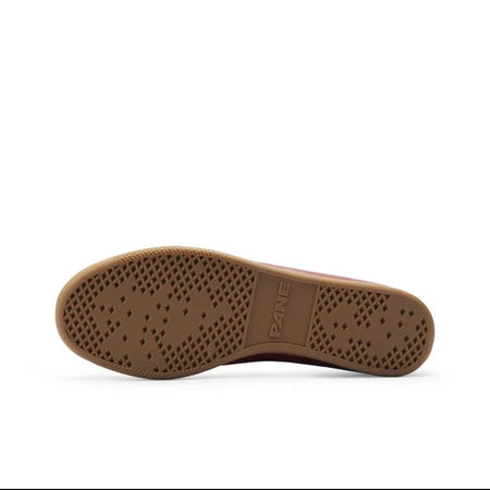 A close-up of a brown rubber shoe sole with a textured tread pattern, shown on a white background within a mobile app interface.