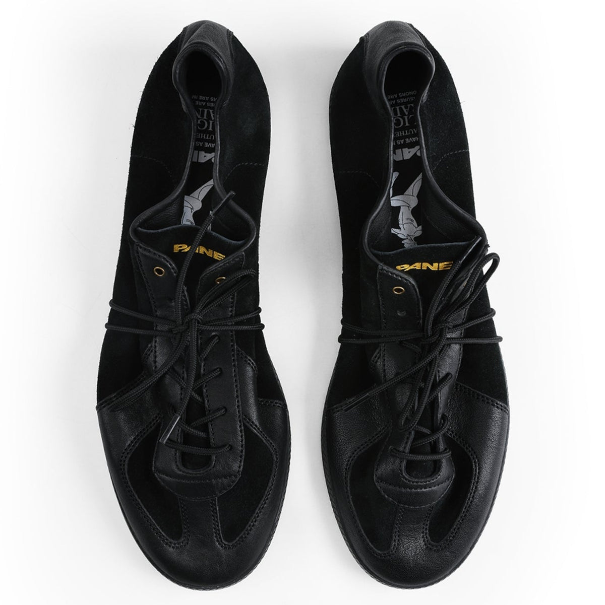 A pair of black leather lace-up shoes shown from a top-down view on a white background, with text below reading 'BLACK SHEEP 5272'.