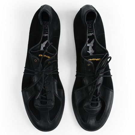 A pair of black leather lace-up shoes shown from a top-down view on a white background, with text below reading 'BLACK SHEEP 5272'.
