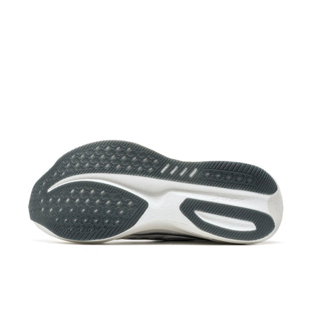 A close-up of a shoe sole, showing a dark gray and black textured pattern with a white and gray Air Max-style cushioning unit, displayed on a white background within a mobile phone screenshot.