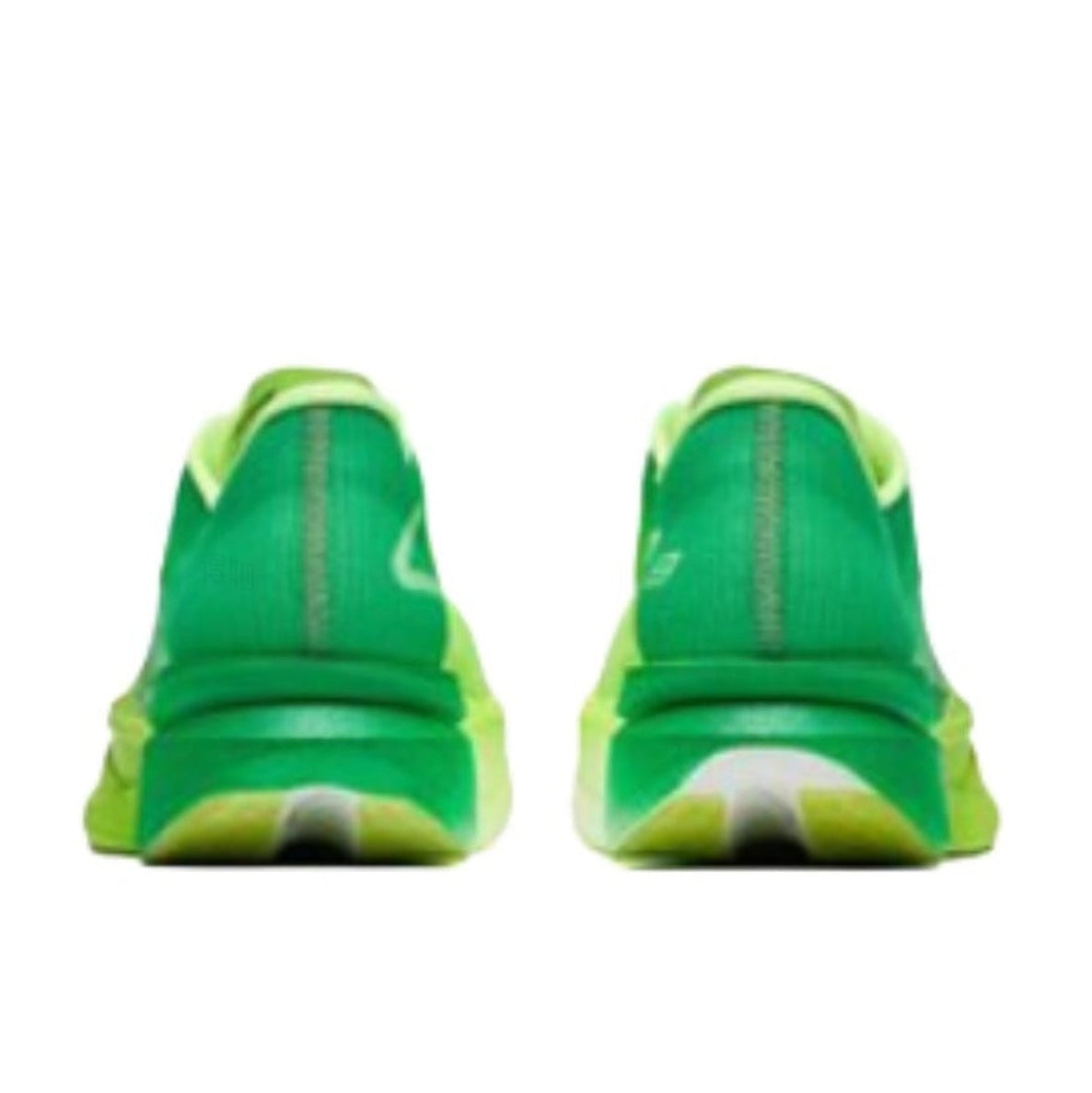 A pair of green athletic sneakers shown from the back, displayed on a white background within a mobile phone screenshot interface.