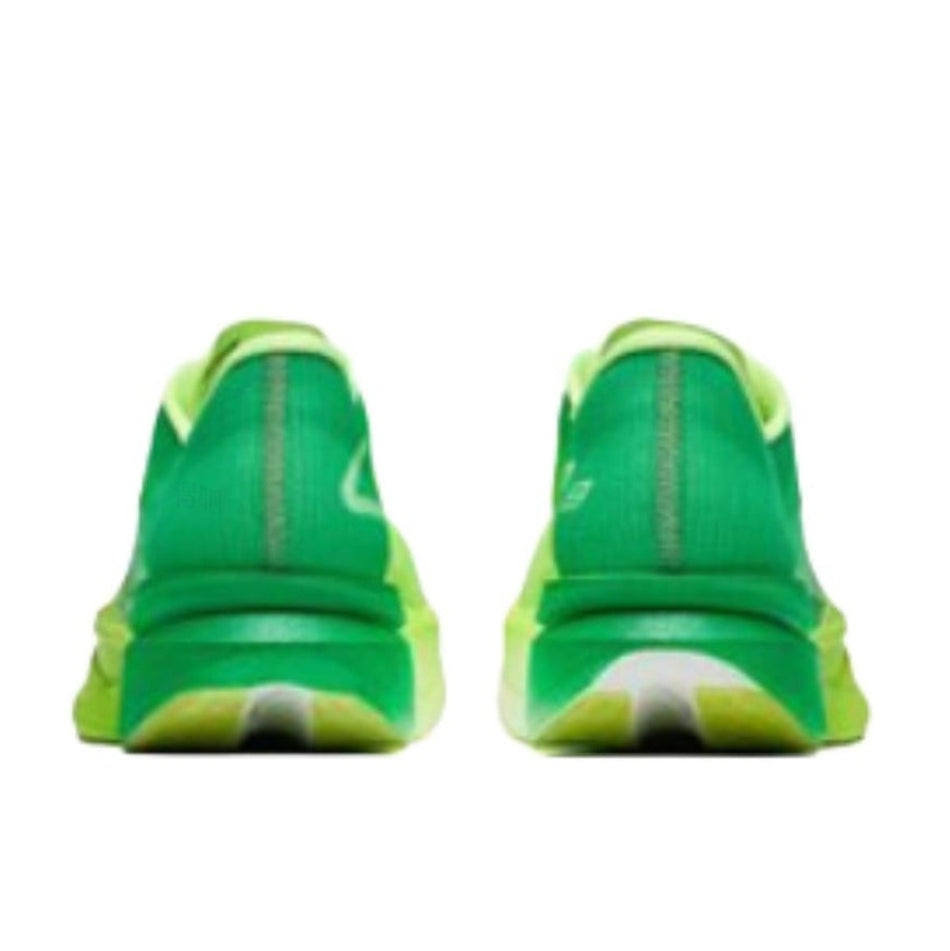 A pair of green athletic sneakers shown from the back, displayed on a white background within a mobile phone screenshot interface.
